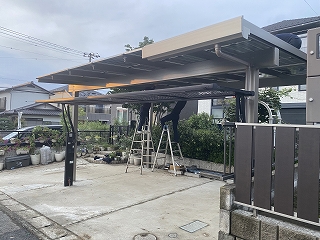 袖ヶ浦市　Ｗ様　ｶｰﾎﾟｰﾄ2台用+ﾈｸｽﾄｴﾅｼﾞ-6.12kW太陽光+EIBS7（蓄電池2台）設置工事のサムネイル